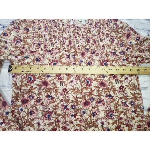 Lucky Brand Womens S/P Long-Sleeve Floral Top Back Keyhole - Picture 6 of 7